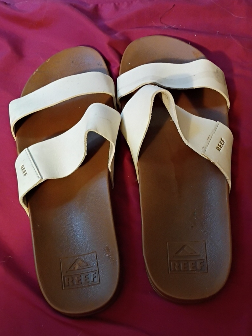 Reef White Vegan Leather Slide Sandals